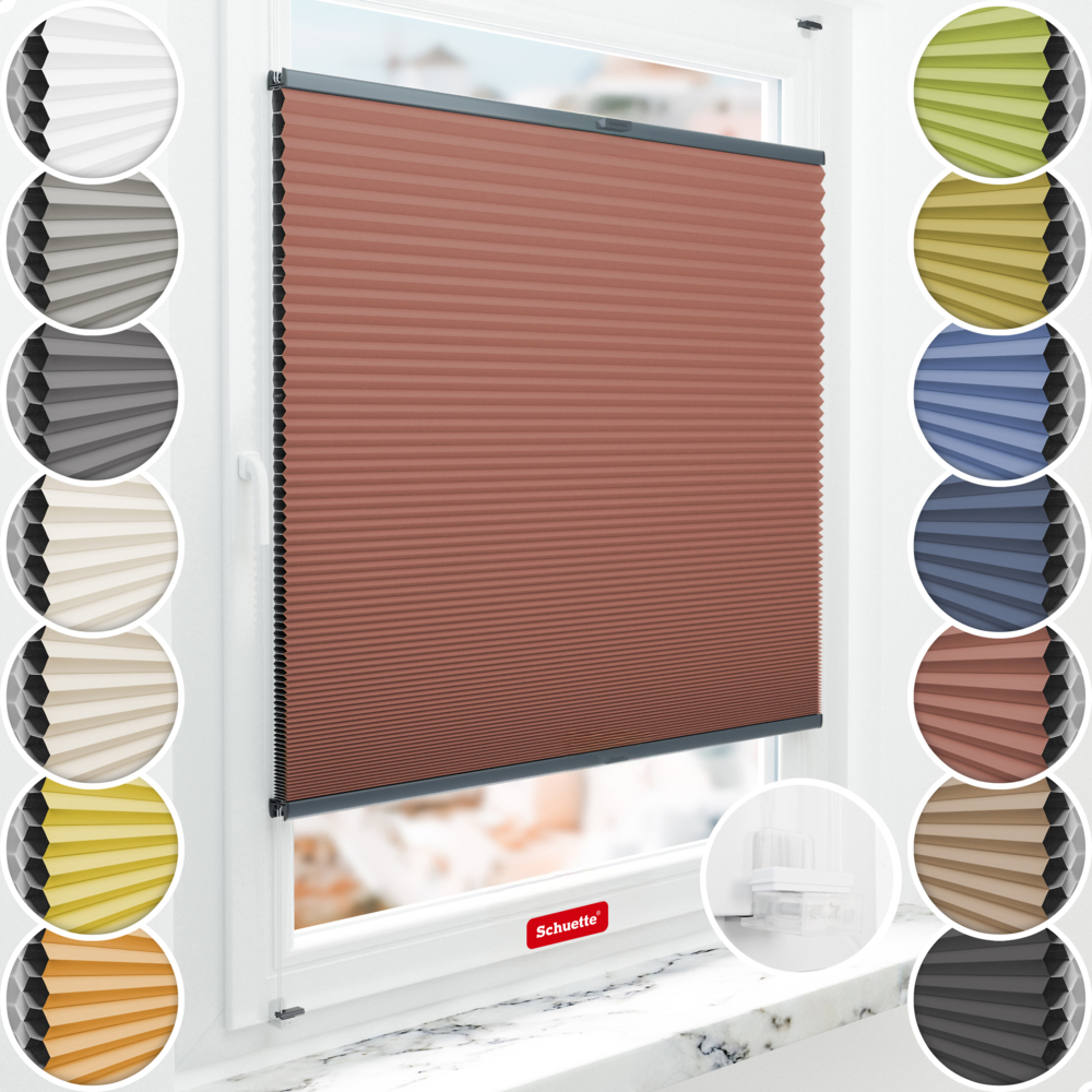Schuette Wabenplissee Verdunkelung Thermo ohne Bohren am Fenster