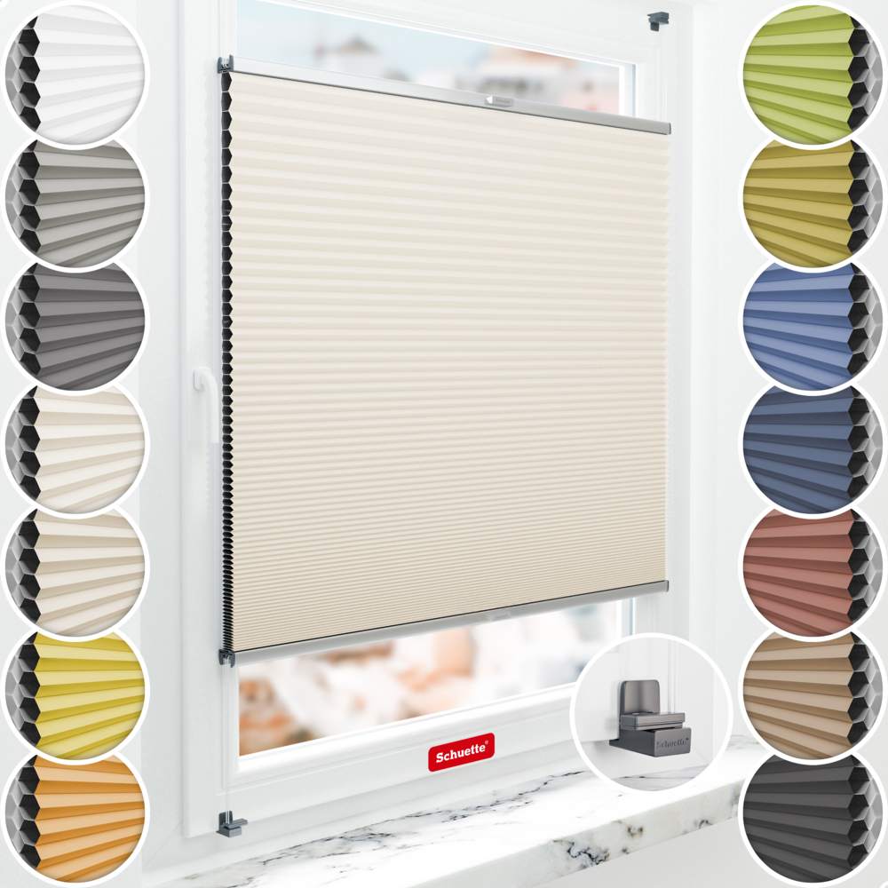 Schuette Wabenplissee Verdunkelung Thermo ohne Bohren am Fenster