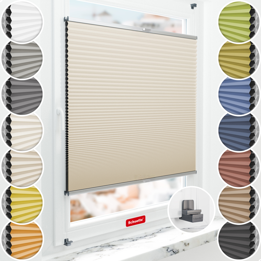 Schuette Wabenplissee Verdunkelung Thermo ohne Bohren am Fenster