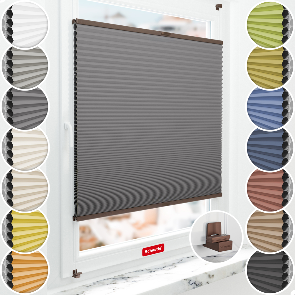 Schuette thermal blackout honeycomb blinds fitted to a window without drilling