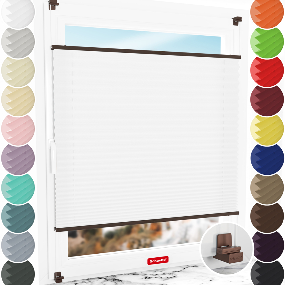 Schuette made-to-measure pleated window blind fitted without drilling