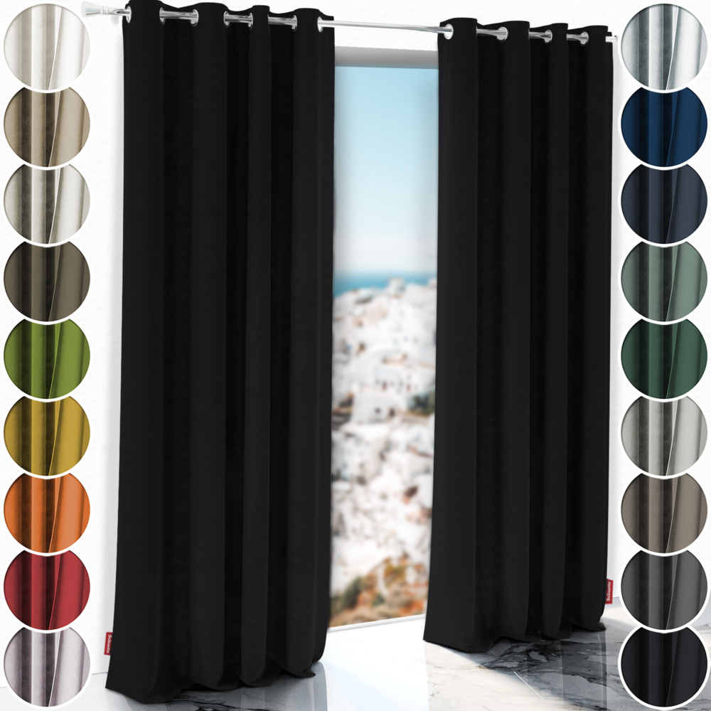 Schuette® Verdunkelungs-Vorhang Gardine mit Ösen nach Maß ● Millenium Velvet Kollektion: Black Swan (Schwarz) ● 1 Stück ● Knitterfrei Pflegeleicht Thermo Blickdicht & stark Abdunkelnd