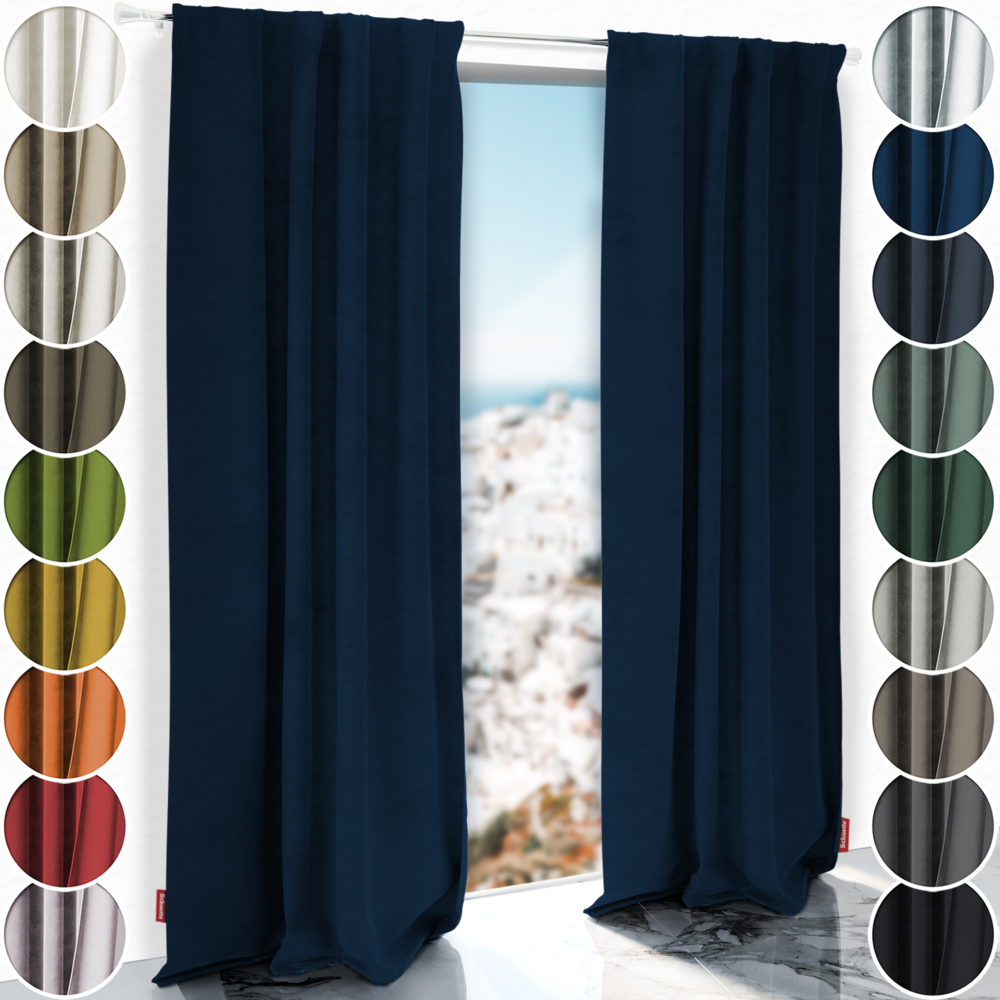 Schuette® Verdunkelungs-Vorhang Gardine mit Tunnelband nach Maß ● Millenium Velvet Kollektion: Royal Blue (Blau) ● 1 Stück ● Knitterfrei Pflegeleicht Thermo Blickdicht & stark Abdunkelnd