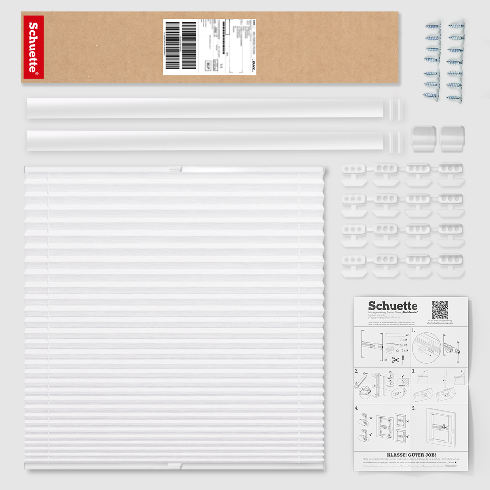 Schuette® Dachfenster Plissee nach Maß • Dolomite Kollektion: Cold Morning (Grau) • Profilfarbe: Walnuss