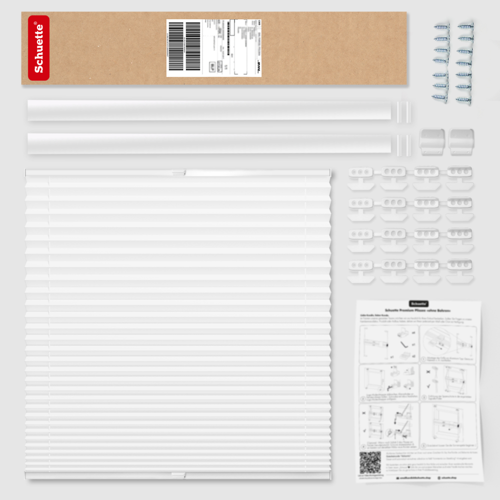 Schuette® Dachfenster Plissee nach Maß • Premium Kollektion: White Day (Weiß) • Profilfarbe: Weiß