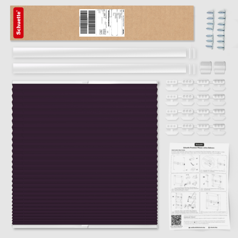 Schuette® Dachfenster Plissee nach Maß • Thermo Kollektion: Violet Paradise (Violett) • Profilfarbe: Walnuss