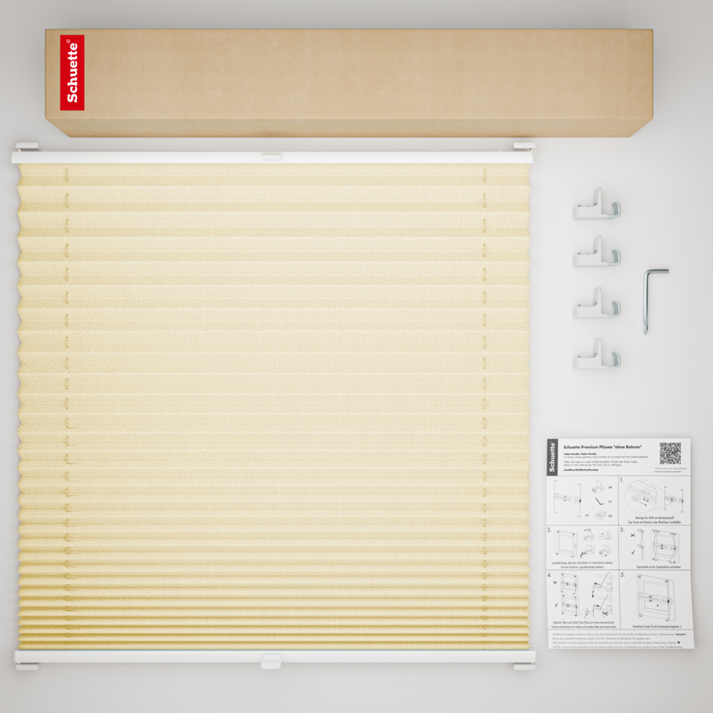 Schuette® Plissee ohne Bohren nach Maß • Suprafix Klemmhalter "X" • Thermo Kollektion: Milk Tea (Beige) • Profilfarbe: Anthrazit