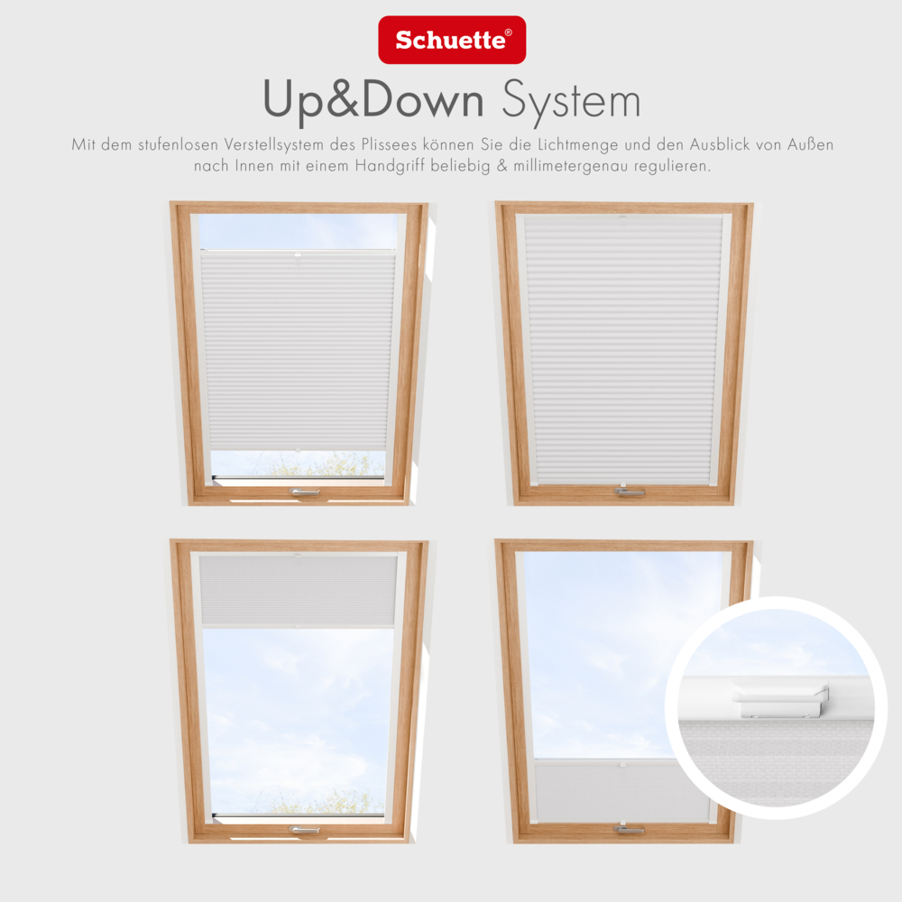 Schuette® Dachfenster Wabenplissee nach Maß • Honey Kollektion: Gray-zy in Love (Pastellgrau) • Profilfarbe: Weiß