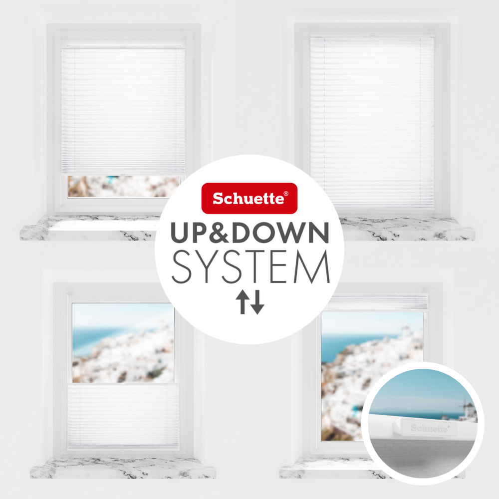 Schuette® Plissee mit Bohren nach Maß • Suprafix "Double 2in1" Schraub- & Klemmhalter • Dolomite Kollektion: Cold Morning (Grau) • Profilfarbe: Weiß