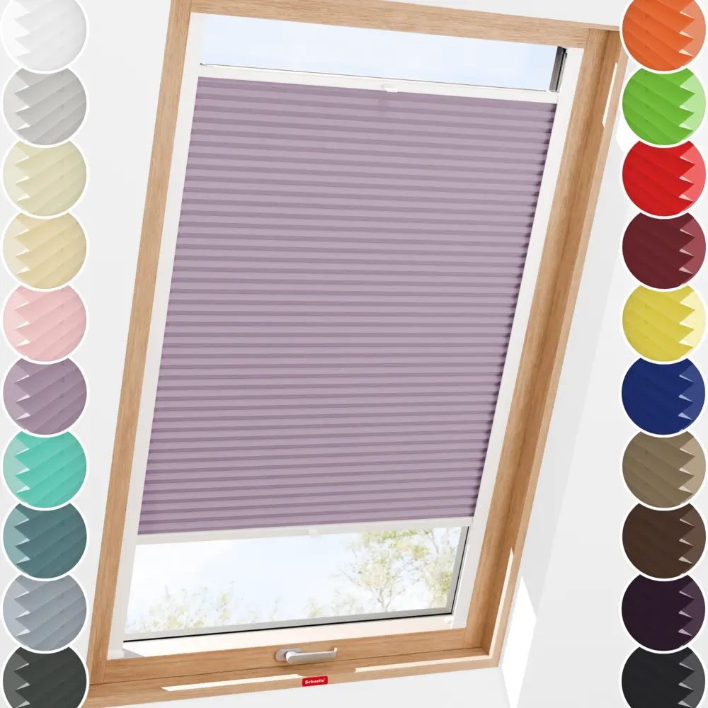 Schuette® Dachfenster Plissee nach Maß • Thermo Kollektion: Pastel Grape (lila) • Profilfarbe: Weiß