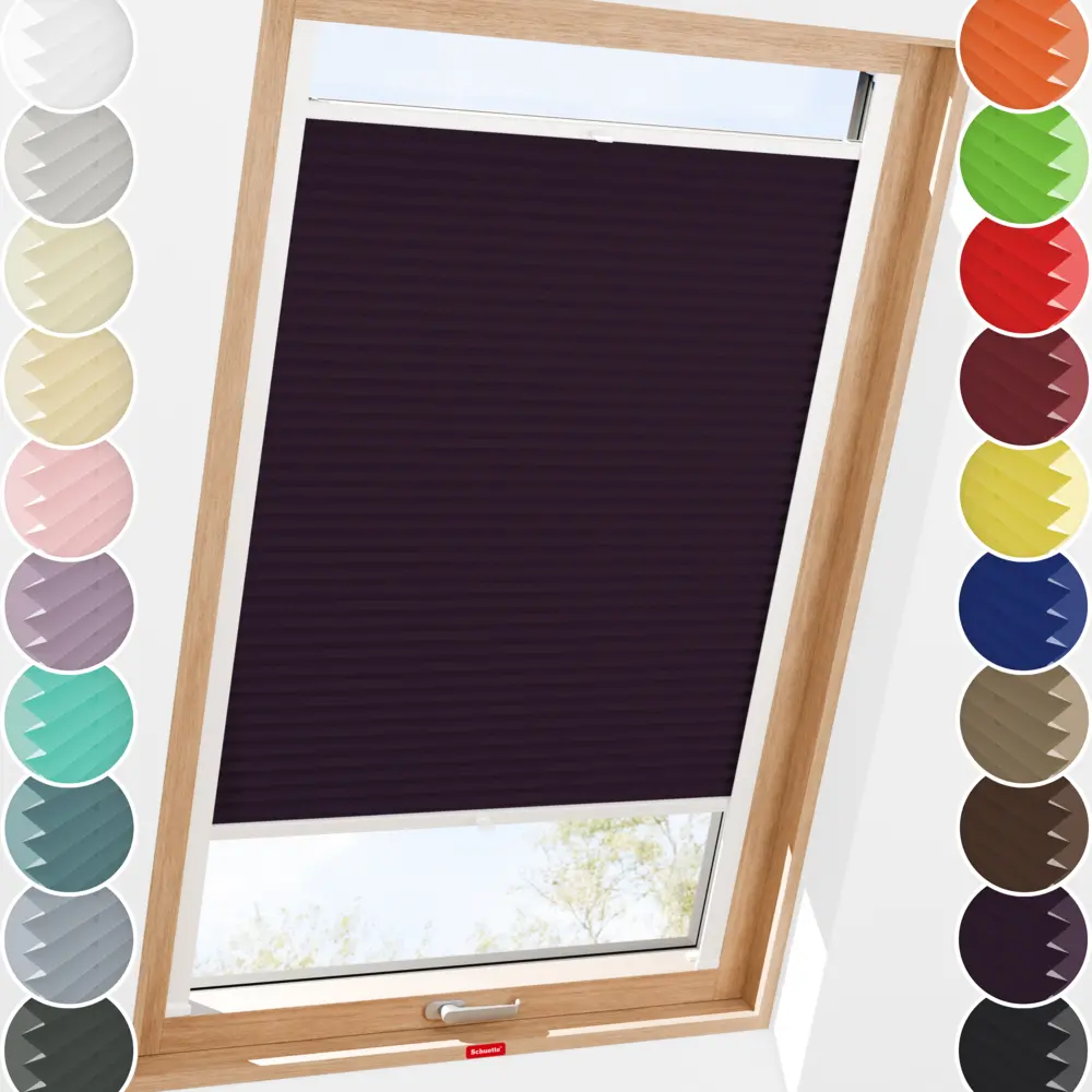 Schuette® Dachfenster Plissee nach Maß • Thermo Kollektion: Violet Paradise (Violett) • Profilfarbe: Weiß