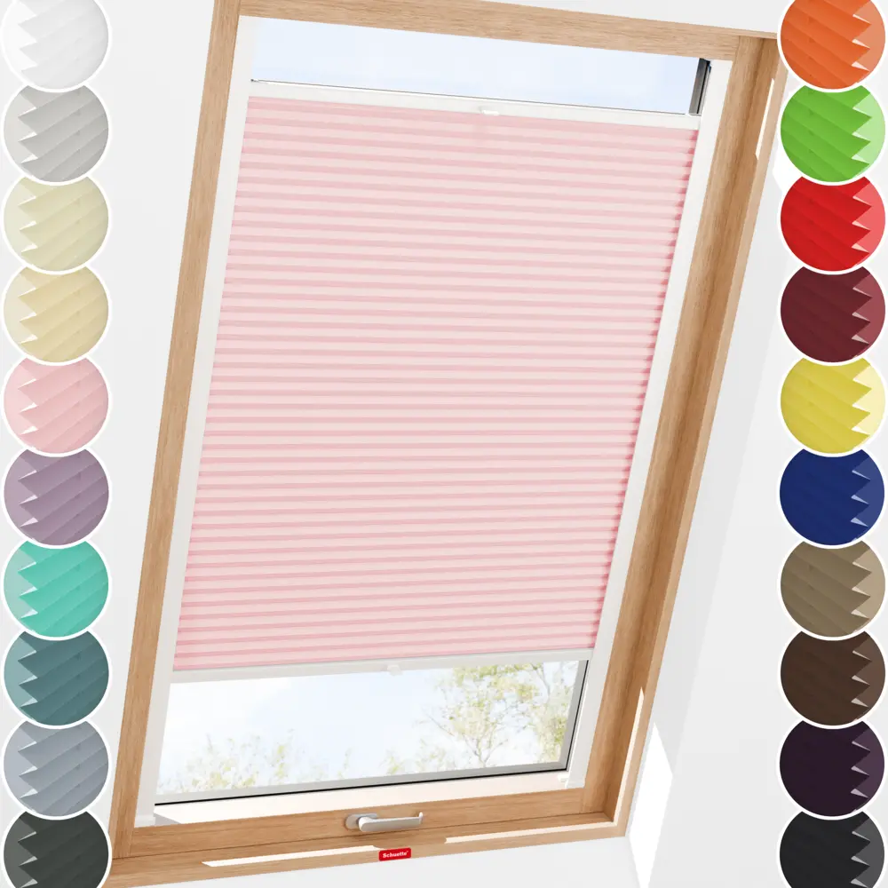 Schuette® Dachfenster Plissee nach Maß • Thermo Kollektion: Rosewater (Rosa) • Profilfarbe: Weiß