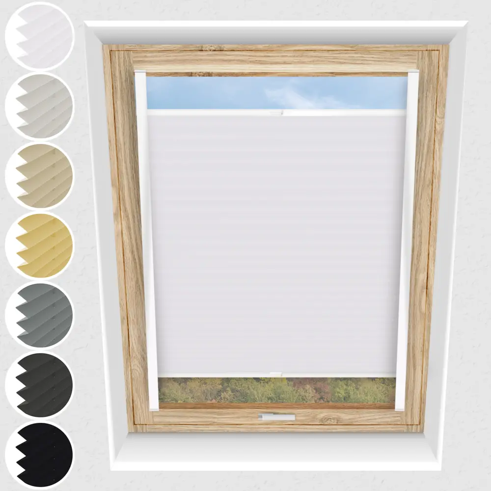 Schuette® Dachfenster Plissee nach Maß • Thermo Kollektion: White Day (Weiß) • Profilfarbe: Weiß
