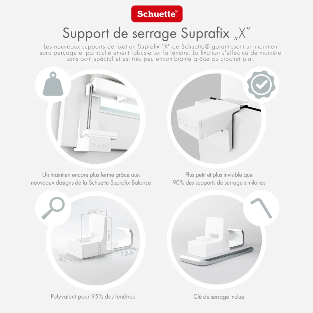 Schuette® Suprafix Plissee Klemmhalter "X" (Klemmfix) ● 4 Stück ● Zum Klemmen