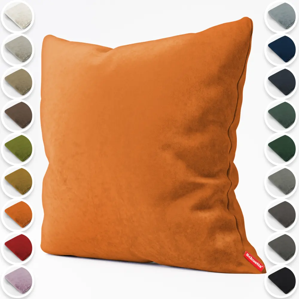 Schuette® Dekorativer Kissenbezug aus Samt mit verdecktem Reißverschluss • Millenium Velvet Kollektion: Marmalade (Orange) • Knitterfrei • Kuschelweich