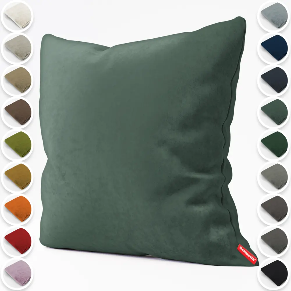 Schuette® Dekorativer Kissenbezug aus Samt mit verdecktem Reißverschluss • Millenium Velvet Kollektion: Isle of Pines (Dark Green) • Knitterfrei • Kuschelweich