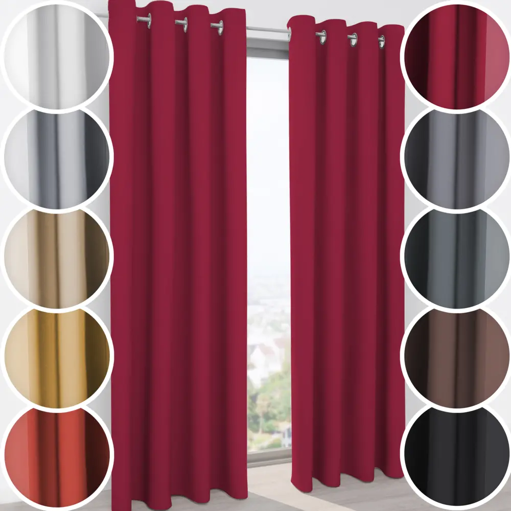 Schuette® Verdunkelungs-Vorhang Gardine mit Ösen nach Maß ● Century Black Kollektion: Fire Dance (Rot) ● 1 Stück ● Knitterfrei Pflegeleicht Thermo Blickdicht & stark Abdunkelnd