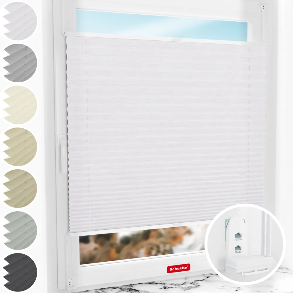 Schuette Plissee Rollo ohne Bohren nach Maß am Fenster