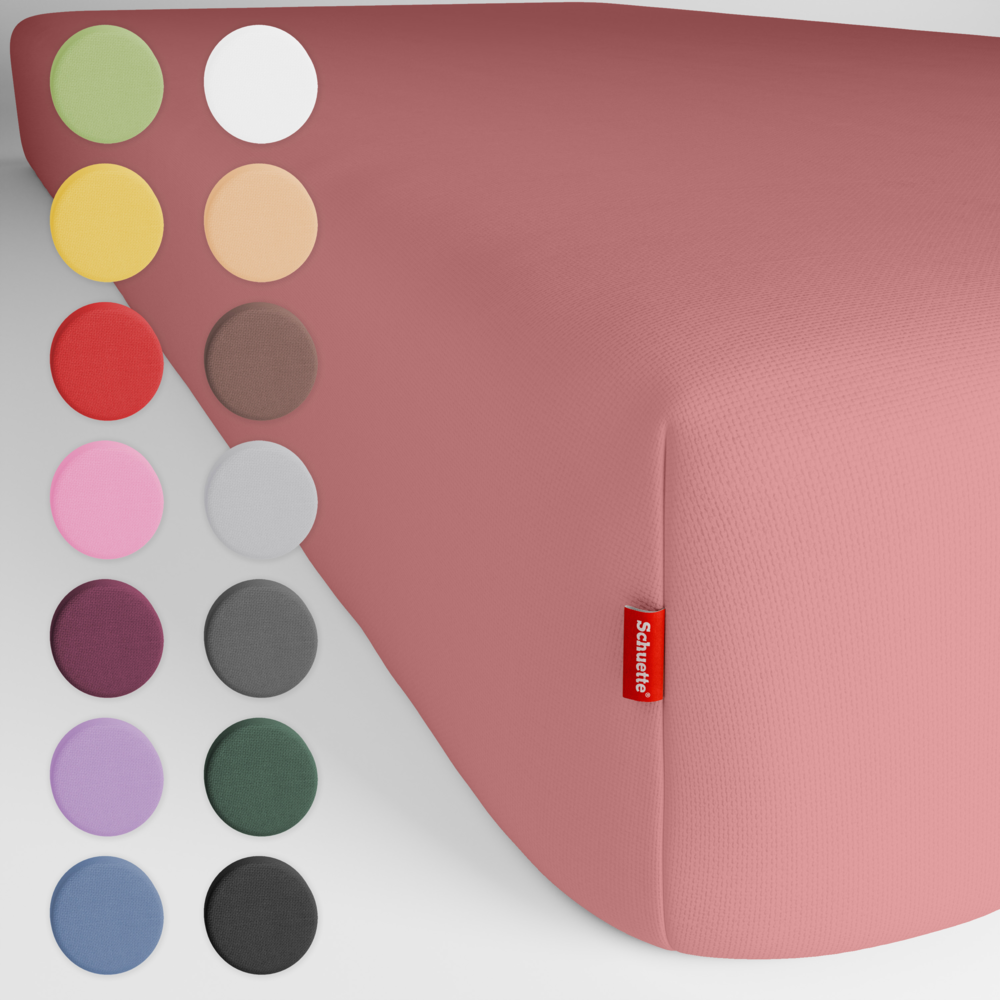 Schuette® Topper Spannbettlaken • 90 x 200 • Wow! Kollektion: Pink Fiction (Altrosa) • 100% Superfluff Baumwolle, Blickdicht, Faltenfrei • mit Rundumgummi • Matratzenhöhe bis 10 cm