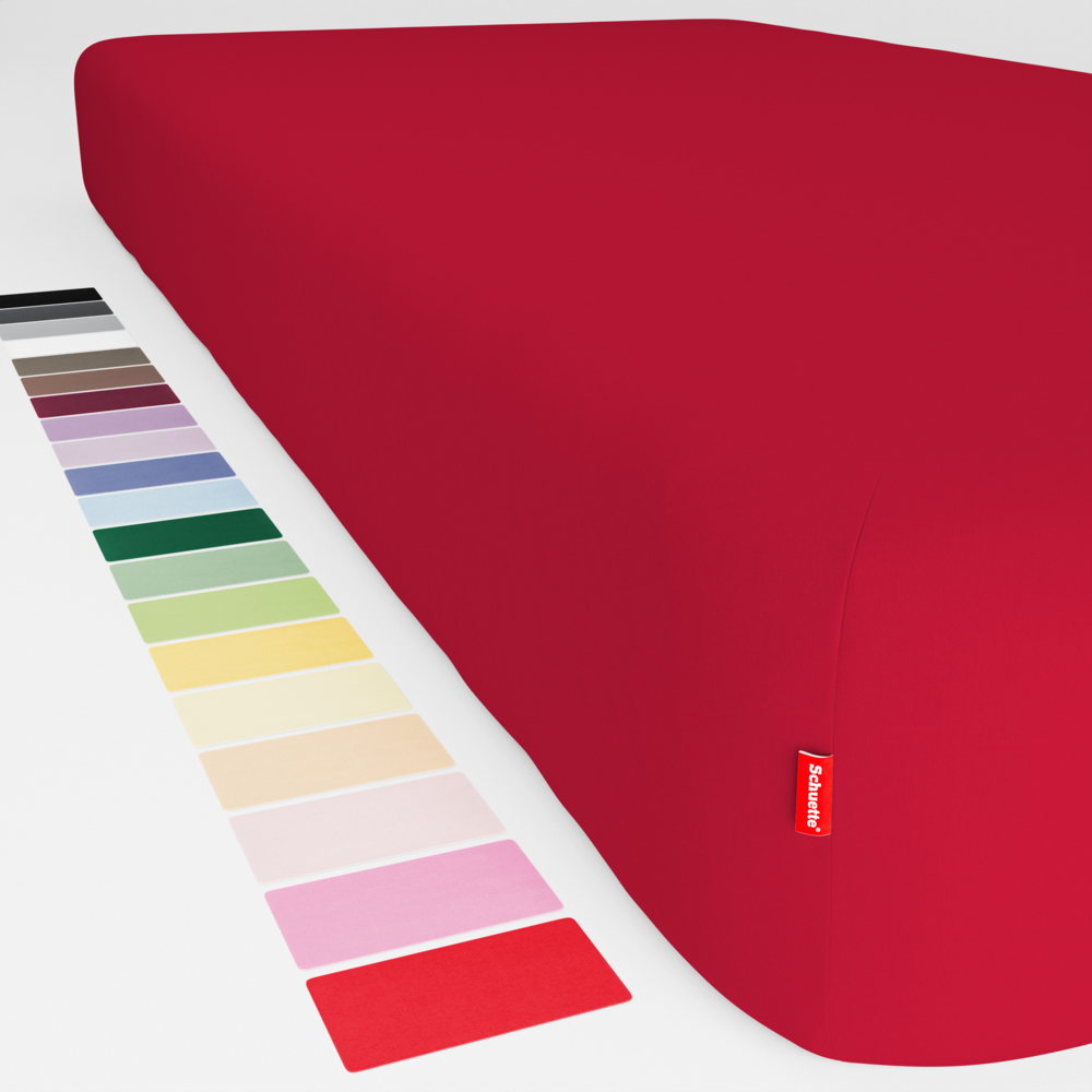 Schuette® Topper Spannbettlaken • 100 x 200 • Wow! Kollektion: Red-volution (Weinrot) • 100% Superfluff Baumwolle, Blickdicht, Faltenfrei • mit Rundumgummi • Matratzenhöhe bis 10 cm