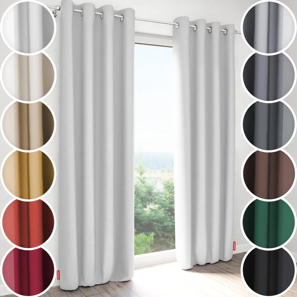 Schuette® Verdunkelungs-Vorhang Gardine mit Ösen nach Maß ● Century Black Kollektion: Misty White (Weiß-Grau) ● 1 Stück ● Knitterfrei Pflegeleicht Thermo Blickdicht & stark Abdunkelnd