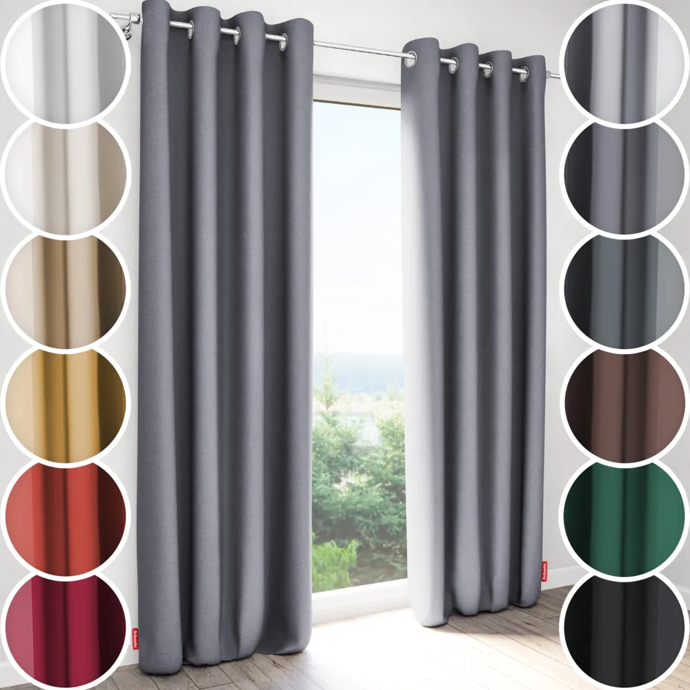 Schuette® Verdunkelungs-Vorhang Gardine mit Ösen nach Maß ● Century Black Kollektion: Fine Platinium (Silber) ● 1 Stück ● Knitterfrei Pflegeleicht Thermo Blickdicht & stark Abdunkelnd