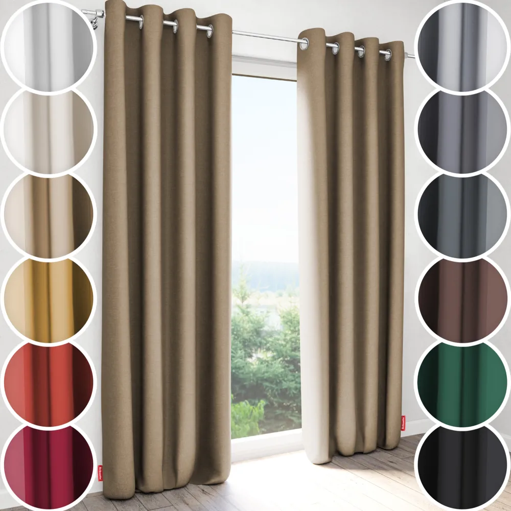 Schuette® Verdunkelungs-Vorhang Gardine mit Ösen nach Maß ● Century Black Kollektion: Safari Trail (Beige) ● 1 Stück ● Knitterfrei Pflegeleicht Thermo Blickdicht & stark Abdunkelnd