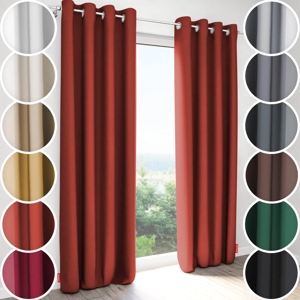 Schuette® Verdunkelungs-Vorhang Gardine mit Ösen nach Maß ● Century Black Kollektion: Pumpkin Pie (Orange) ● 1 Stück ● Knitterfrei Pflegeleicht Thermo Blickdicht & stark Abdunkelnd