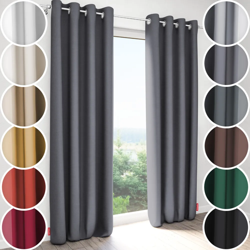 Schuette® Verdunkelungs-Vorhang Gardine mit Ösen nach Maß ● Century Black Kollektion: Misty Harbor (Grau) ● 1 Stück ● Knitterfrei Pflegeleicht Thermo Blickdicht & stark Abdunkelnd