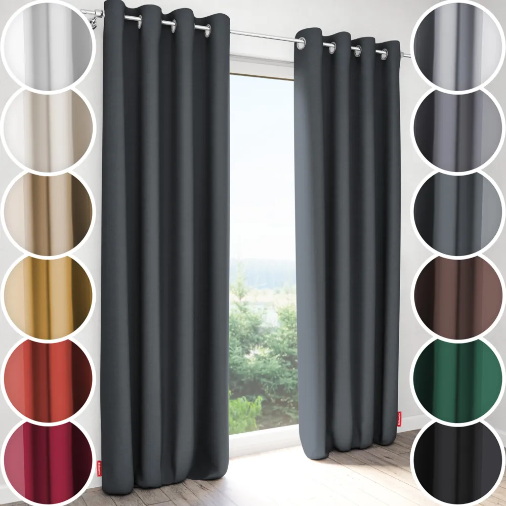Schuette® Verdunkelungs-Vorhang Gardine mit Ösen nach Maß ● Century Black Kollektion: Shadow Touch (Grau) ● 1 Stück ● Knitterfrei Pflegeleicht Thermo Blickdicht & stark Abdunkelnd