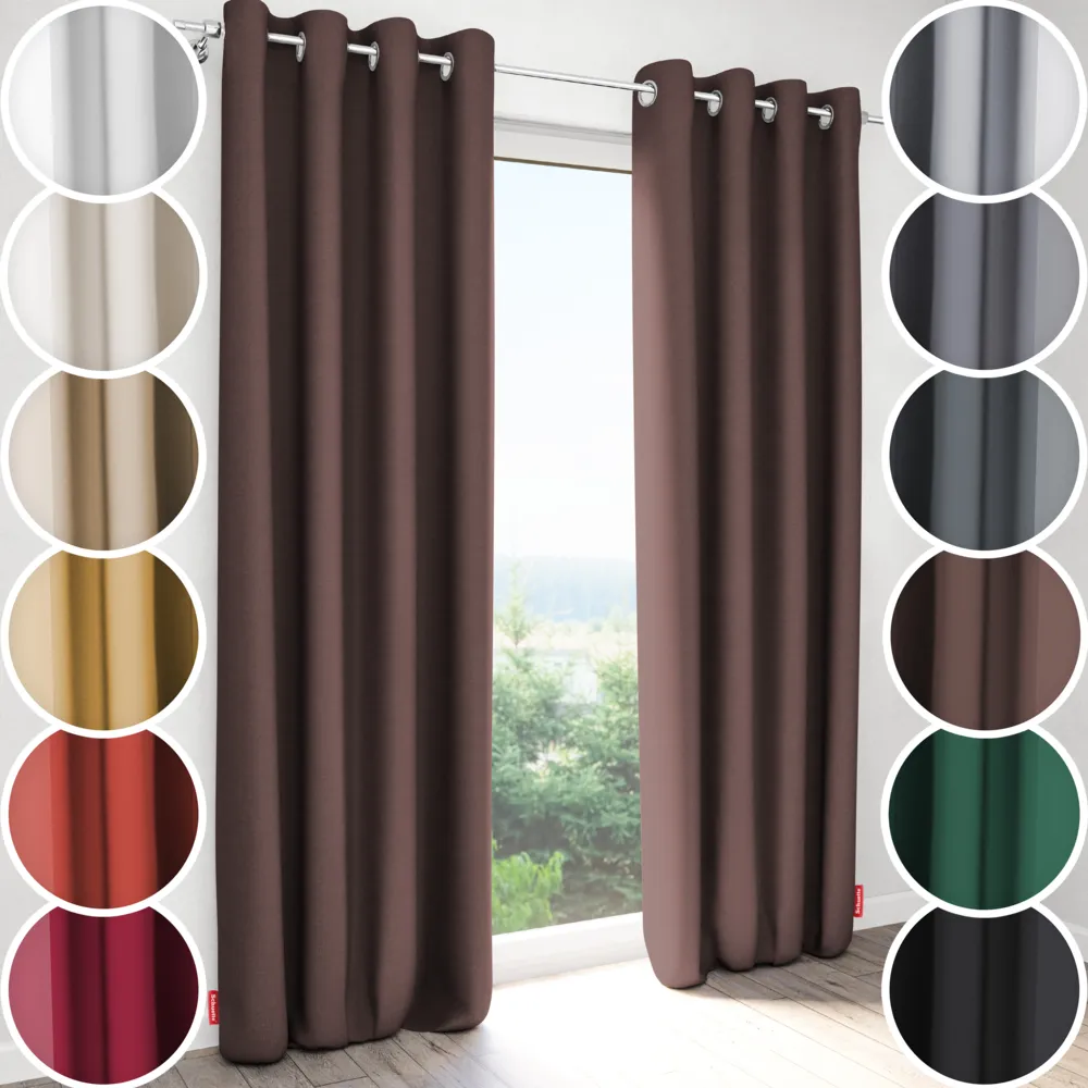 Schuette® Verdunkelungs-Vorhang Gardine mit Ösen nach Maß ● Century Black Kollektion: Deep Walnut (Braun) ● 1 Stück ● Knitterfrei Pflegeleicht Thermo Blickdicht & stark Abdunkelnd