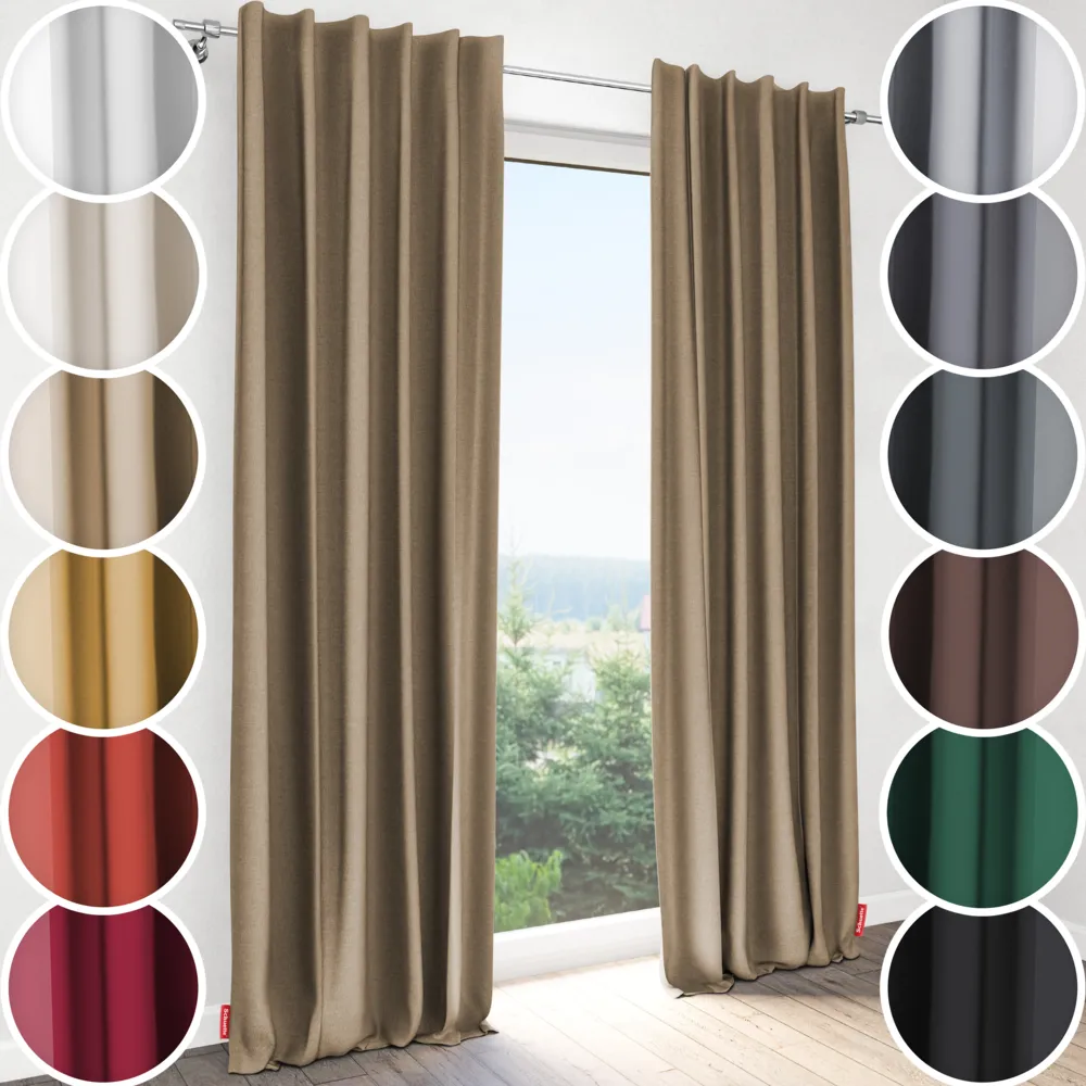 Schuette® Verdunkelungs-Vorhang Gardine mit Tunnelband nach Maß ● Century Black Kollektion: Safari Trail (Beige) ● 1 Stück ● Knitterfrei Pflegeleicht Thermo Blickdicht & stark Abdunkelnd