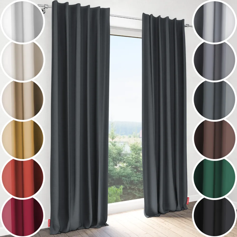 Schuette® Verdunkelungs-Vorhang Gardine mit Tunnelband nach Maß ● Century Black Kollektion: Shadow Touch (Grau) ● 1 Stück ● Knitterfrei Pflegeleicht Thermo Blickdicht & stark Abdunkelnd