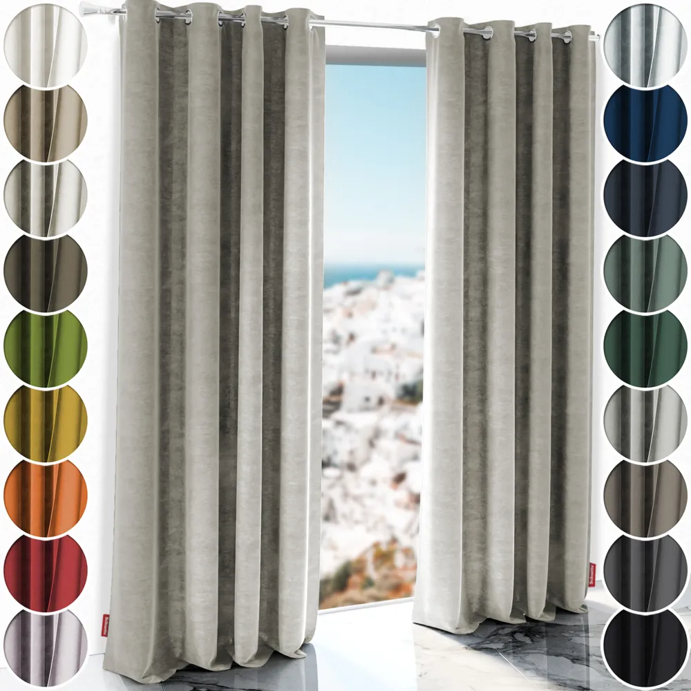 Schuette® Verdunkelungs-Vorhang Gardine mit Ösen nach Maß ● Millenium Velvet Kollektion: Grey Goose (Beige) ● 1 Stück ● Knitterfrei Pflegeleicht Thermo Blickdicht & stark Abdunkelnd