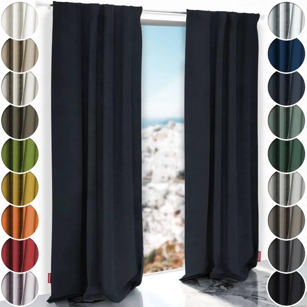 Schuette® Verdunkelungs-Vorhang Gardine mit Tunnelband nach Maß ● Millenium Velvet Kollektion: Anchor (Blau) ● 1 Stück ● Knitterfrei Pflegeleicht Thermo Blickdicht & stark Abdunkelnd