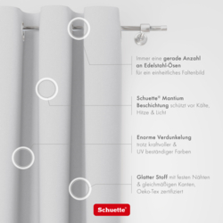 Schuette® Verdunkelungs-Vorhang Gardine mit Ösen nach Maß ● Century Black Kollektion: Misty White (Weiß-Grau) ● 1 Stück ● Knitterfrei Pflegeleicht Thermo Blickdicht & stark Abdunkelnd