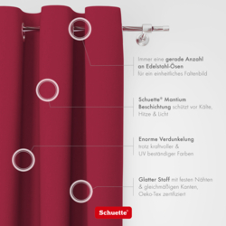 Schuette® Verdunkelungs-Vorhang Gardine mit Ösen nach Maß ● Century Black Kollektion: Fire Dance (Rot) ● 1 Stück ● Knitterfrei Pflegeleicht Thermo Blickdicht & stark Abdunkelnd