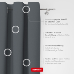 Schuette® Verdunkelungs-Vorhang Gardine mit Ösen nach Maß ● Century Black Kollektion: Shadow Touch (Grau) ● 1 Stück ● Knitterfrei Pflegeleicht Thermo Blickdicht & stark Abdunkelnd