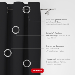 Schuette® Verdunkelungs-Vorhang Gardine mit Ösen nach Maß ● Century Black Kollektion: Raven Feather (Schwarz) ● 1 Stück ● Knitterfrei Pflegeleicht Thermo Blickdicht & stark Abdunkelnd