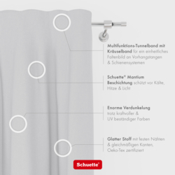 Schuette® Verdunkelungs-Vorhang Gardine mit Tunnelband nach Maß ● Century Black Kollektion: Misty White (Weiß-Grau) ● 1 Stück ● Knitterfrei Pflegeleicht Thermo Blickdicht & stark Abdunkelnd