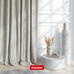 Schuette® Verdunkelungs-Vorhang Gardine mit Ösen nach Maß ● Millenium Velvet Kollektion: Polar Bear (Weiß-Grau-Beige) ● 1 Stück ● Knitterfrei Pflegeleicht Thermo Blickdicht & stark Abdunkelnd