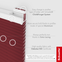 Schuette® Dachfenster Plissee nach Maß • Thermo Kollektion: Scarlet Wine (Rot) • Profilfarbe: Eiche