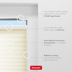 Schuette® Wabenplissee ohne Bohren nach Maß • Klebehalter & Schraubhalter 2in1 Set "Letsbond" Transparent • Thermo x Honey Kollektion: Butterlight (Beige) • Profilfarbe: Eiche