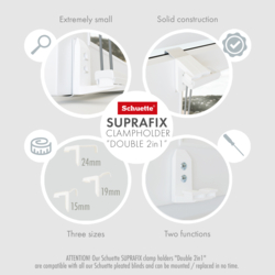 Schuette® Plissee mit Bohren nach Maß • Suprafix "Double 2in1" Schraub- & Klemmhalter • Melange Kollektion: Deep Sea (Blau) • Profilfarbe: Eiche