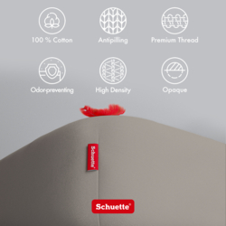 Features of Schuette fitted sheets: anti-pilling, odour-preventing and opaque
