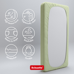 Fitted sheet features: wrinkle-free, breathable and hygienic