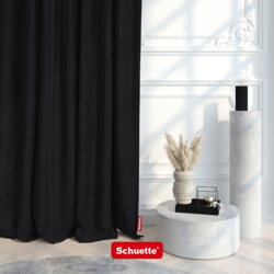 Schuette® Verdunkelungs-Vorhang Gardine mit Tunnelband nach Maß ● Millenium Velvet Kollektion: Black Swan (Schwarz) ● 1 Stück ● Knitterfrei Pflegeleicht Thermo Blickdicht & stark Abdunkelnd