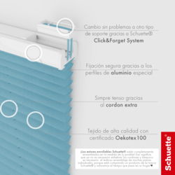 Schuette® Plissee ohne Bohren nach Maß • Suprafix Klemmhalter "X" • Melange Kollektion: Deep Sea (Blau) • Profilfarbe: Eiche