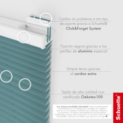 Schuette® Plissee ohne Bohren nach Maß • Suprafix Klemmhalter “Incognito X" • Thermo Kollektion: Teal Aura (Türkis) • Profilfarbe: Weiß