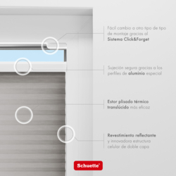 Schuette® Wabenplissee ohne Bohren nach Maß • Suprafix Klemmhalter “Incognito X" • Thermo x Honey Kollektion: Overbaked (Grau) • Profilfarbe: Anthrazit